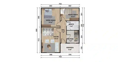 Tek Katlı 69 m² Prefabrik Ev