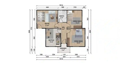 Tek Katlı 72 m² Prefabrik Ev